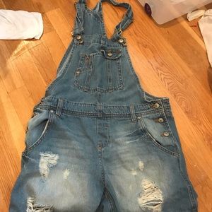 Denim overalls shorts